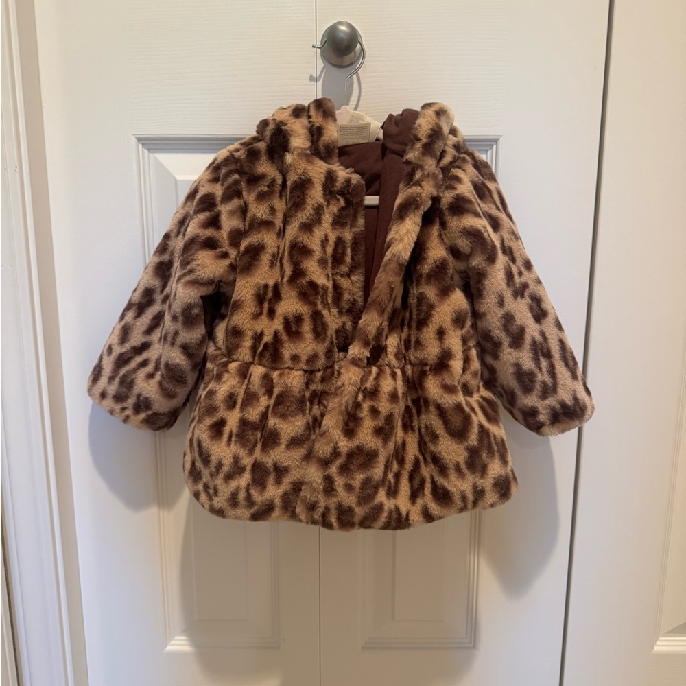First Impressions Toddler Leopard Print Peplum Faux Fur Coat